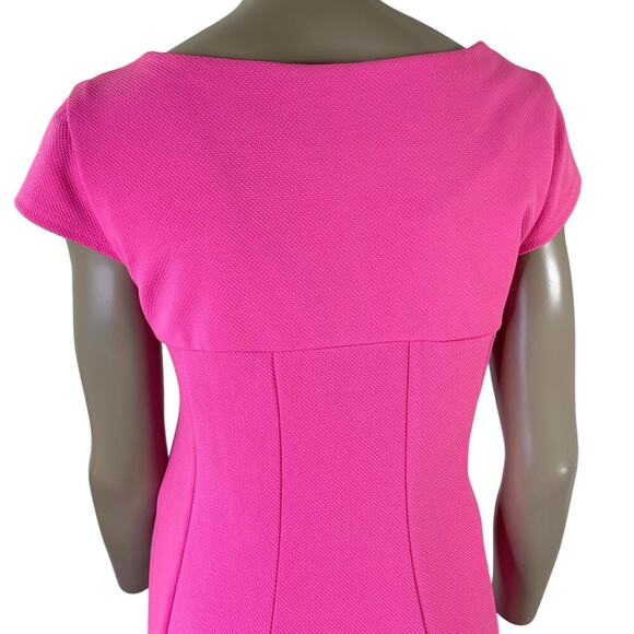 Karin Stevens Cap Sleeves Fit Flare Skater Dress Jersey Stretchy Size 14 Pink - Picture 8 of 16